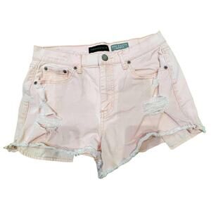 Aeropostale Sz 10 30x2.5 High Waisted Denim Cutoff Short Stretch Distressed Pink